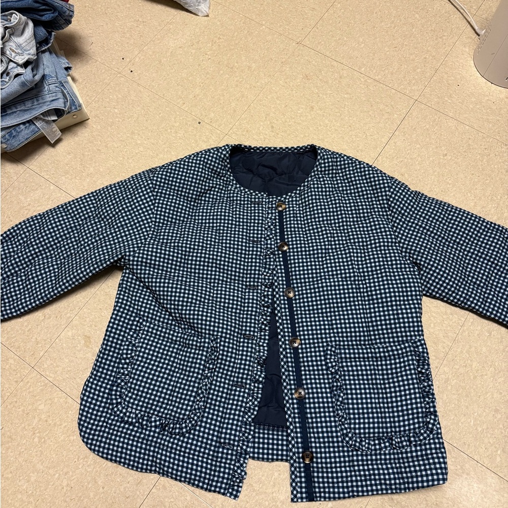 Blue and White Checkered Jacket